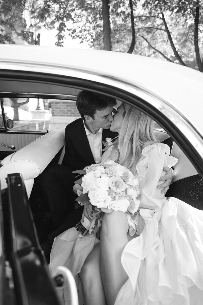 st louis elopement at the shrine of st. joseph with a vintage car