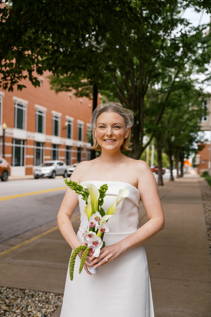 bride with birdcage veil, elopement inspiration