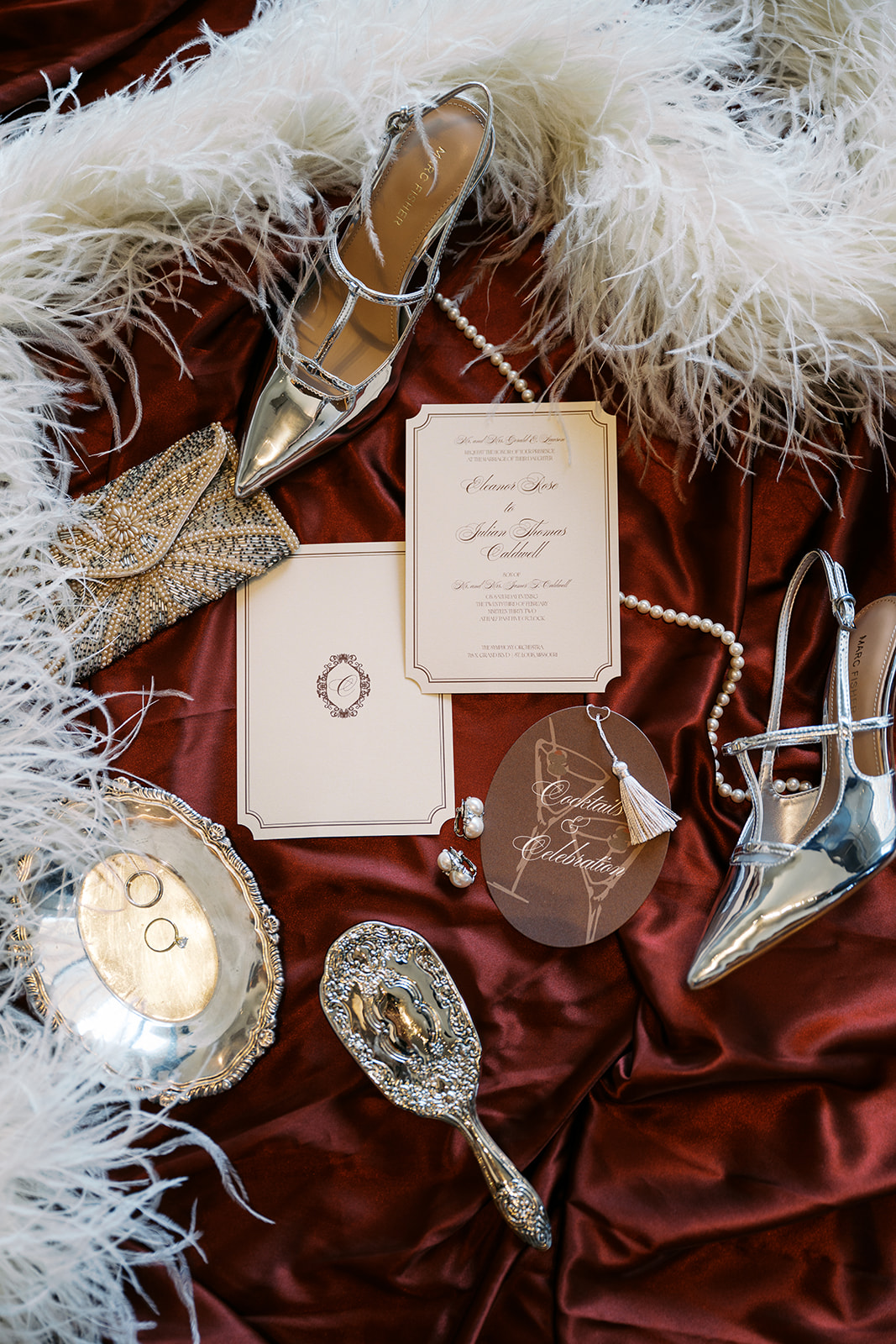 bridal details at historic wedding venue, vintage wedding details at st. louis symphony