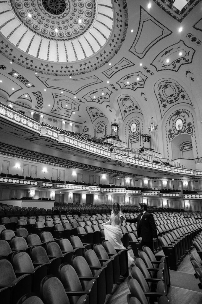 st. louis symphony wedding in auditorium, st. louis wedding photographer
