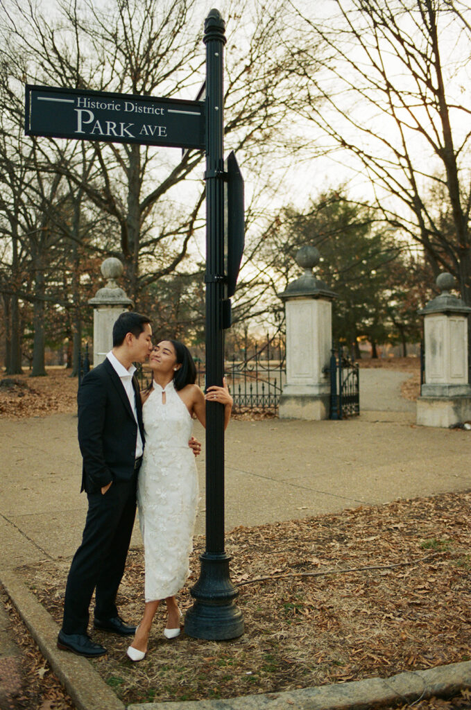 intimate elopement photography on film in lafayette square