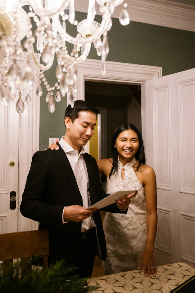 intimate elopement in lafayette square home, historic home wedding