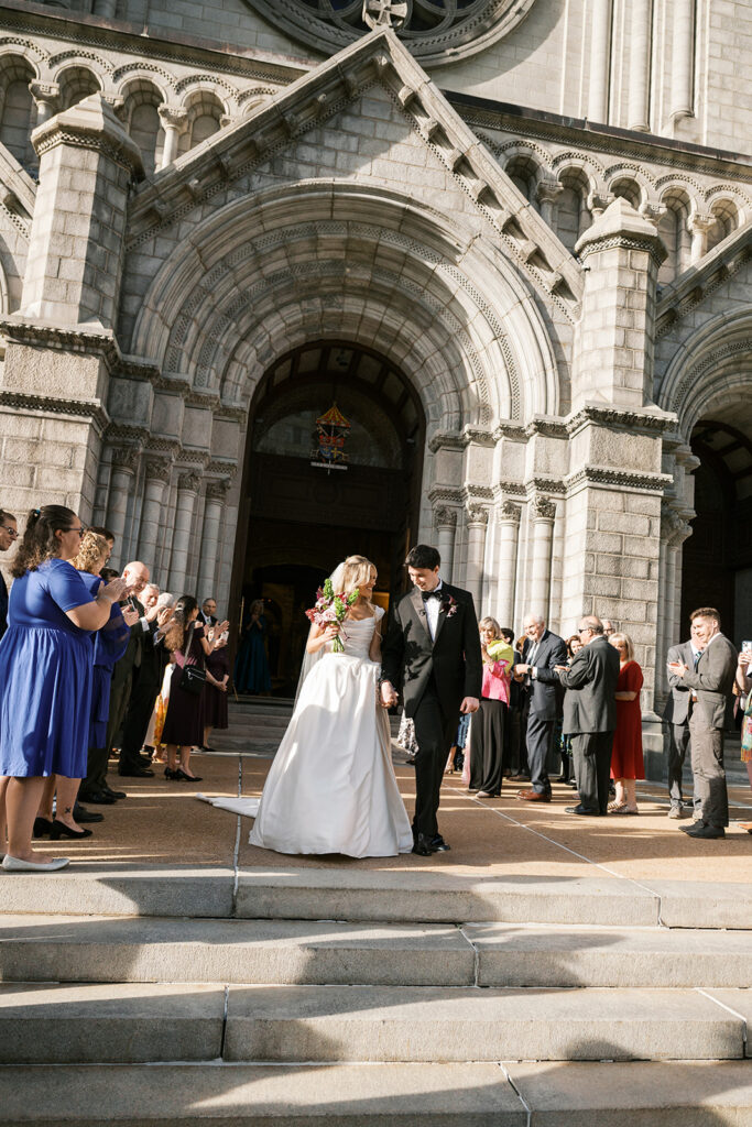 cathedral basilica wedding photo bride and groom