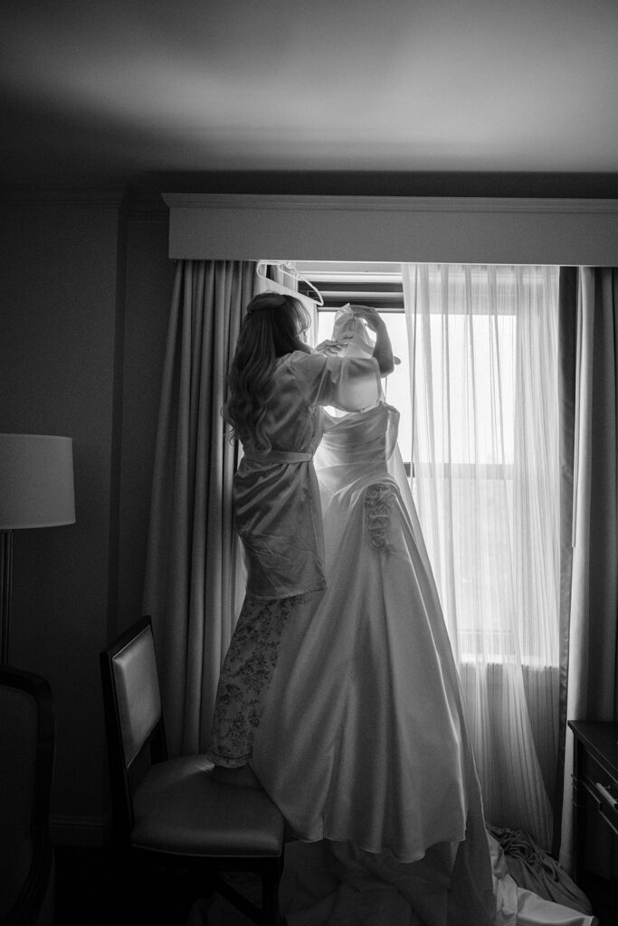 bride getting ready at chase park plaza st. louis